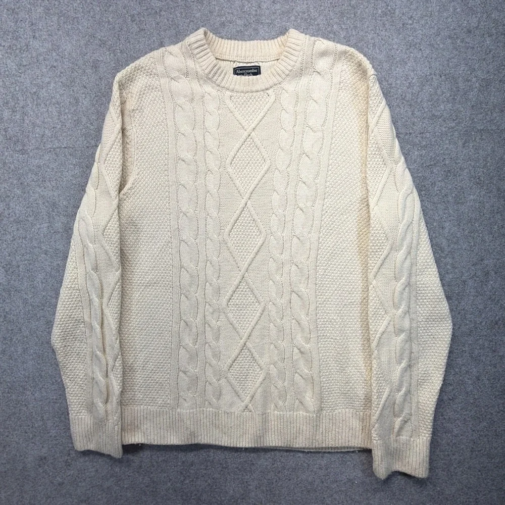 Vintage Abercrombie & Fitch Cable Knit Fisherman Wool Blend Sweater XL